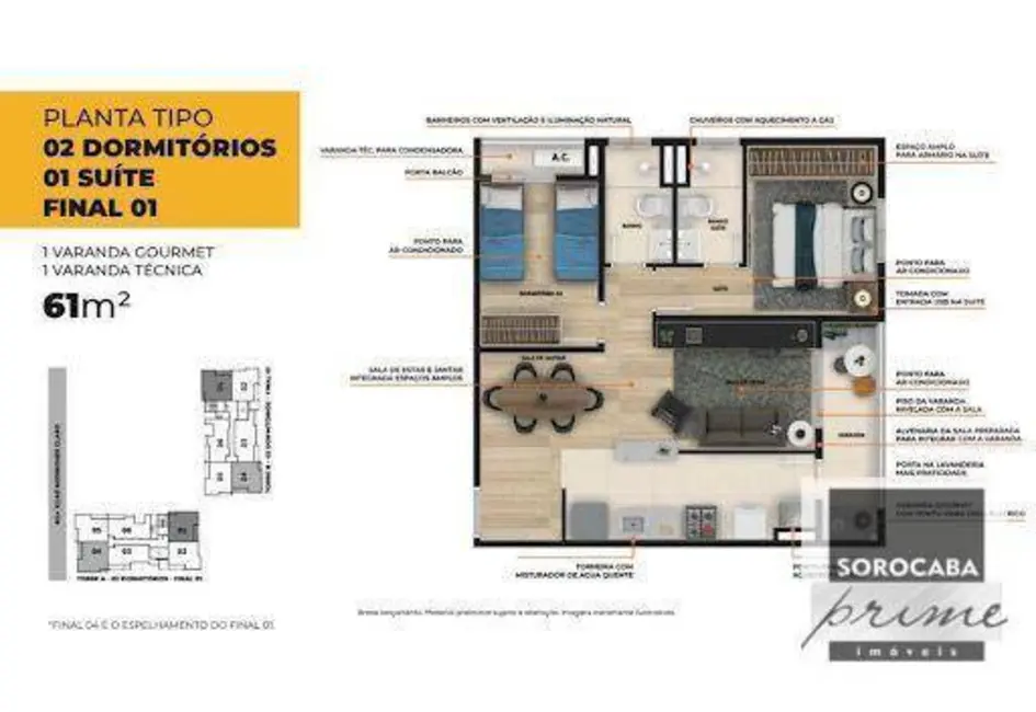 Apartamento com 2 quartos à venda, 60m2 em Jardim São Carlos, Sorocaba - SP - imagem 5 Foto 5 de Apartamento com 2 quartos à venda, 60m2 em Jardim São Carlos, Sorocaba - SP