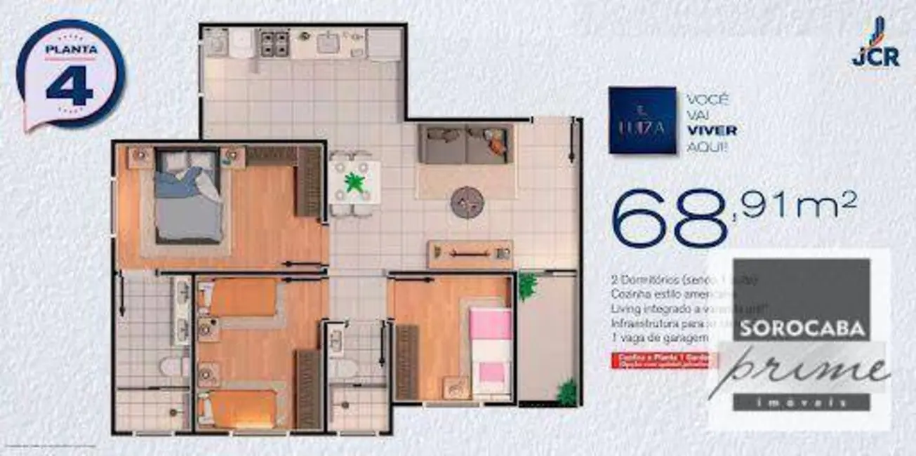 Apartamento com 2 quartos à venda, 50m2 em Jardim Gramados de Sorocaba, Sorocaba - SP - imagem 5 Foto 5 de Apartamento com 2 quartos à venda, 50m2 em Jardim Gramados de Sorocaba, Sorocaba - SP