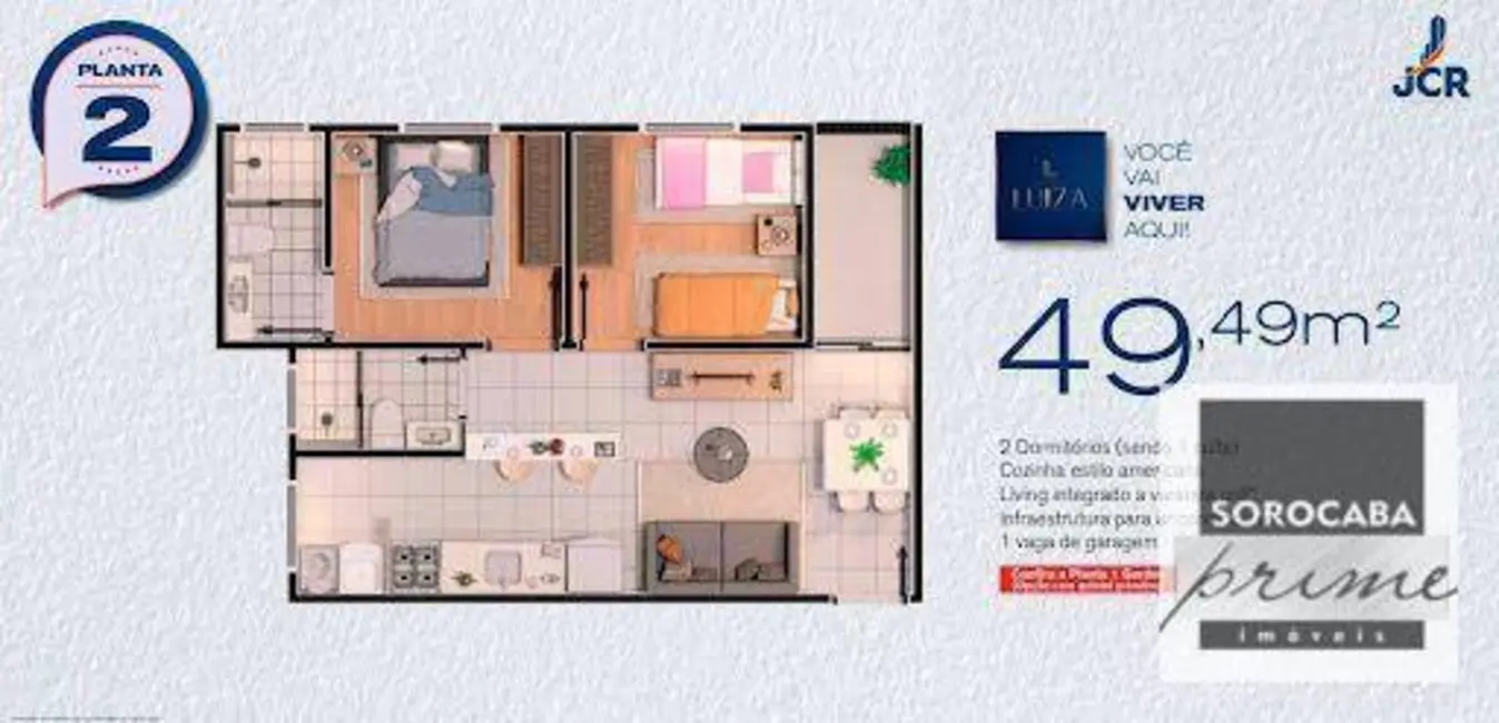 Apartamento com 2 quartos à venda, 50m2 em Jardim Gramados de Sorocaba, Sorocaba - SP - imagem 4 Foto 4 de Apartamento com 2 quartos à venda, 50m2 em Jardim Gramados de Sorocaba, Sorocaba - SP