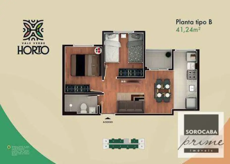 Foto 4 de Apartamento com 2 quartos à venda, 42m2 em Sorocaba - SP