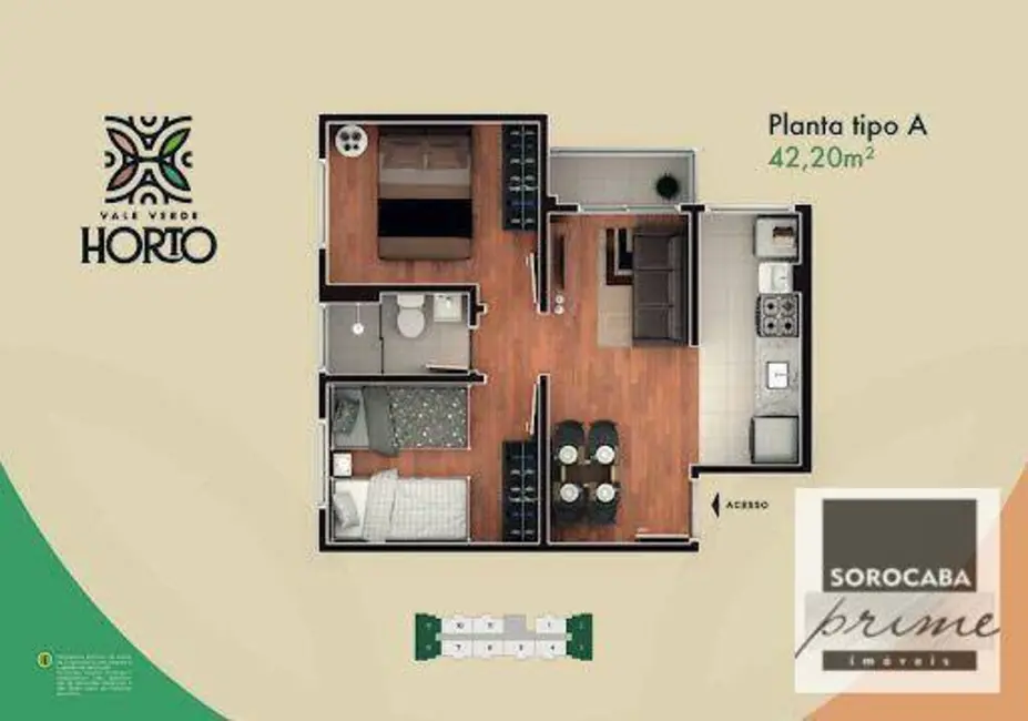 Foto 3 de Apartamento com 2 quartos à venda, 42m2 em Sorocaba - SP
