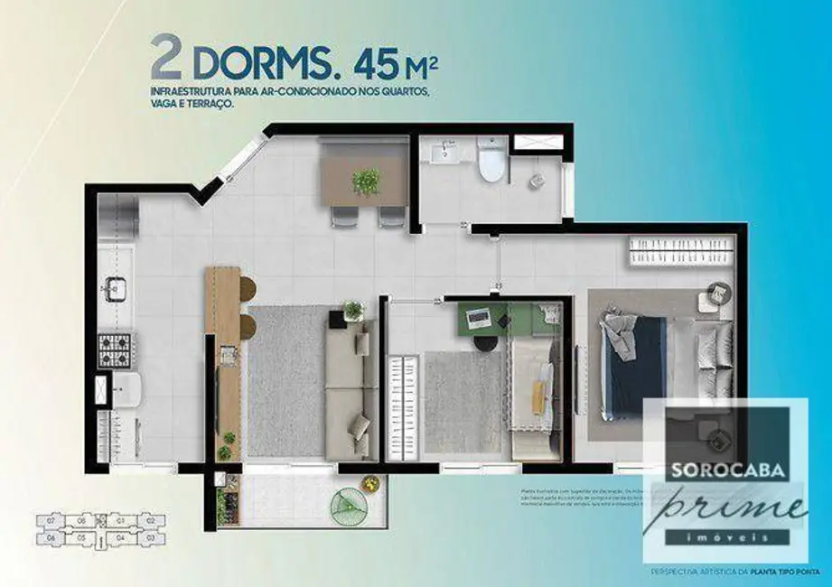 Apartamento com 2 quartos à venda, 45m2 em Jardim Ibiti do Paço, Sorocaba - SP - imagem 5 Foto 5 de Apartamento com 2 quartos à venda, 45m2 em Jardim Ibiti do Paço, Sorocaba - SP
