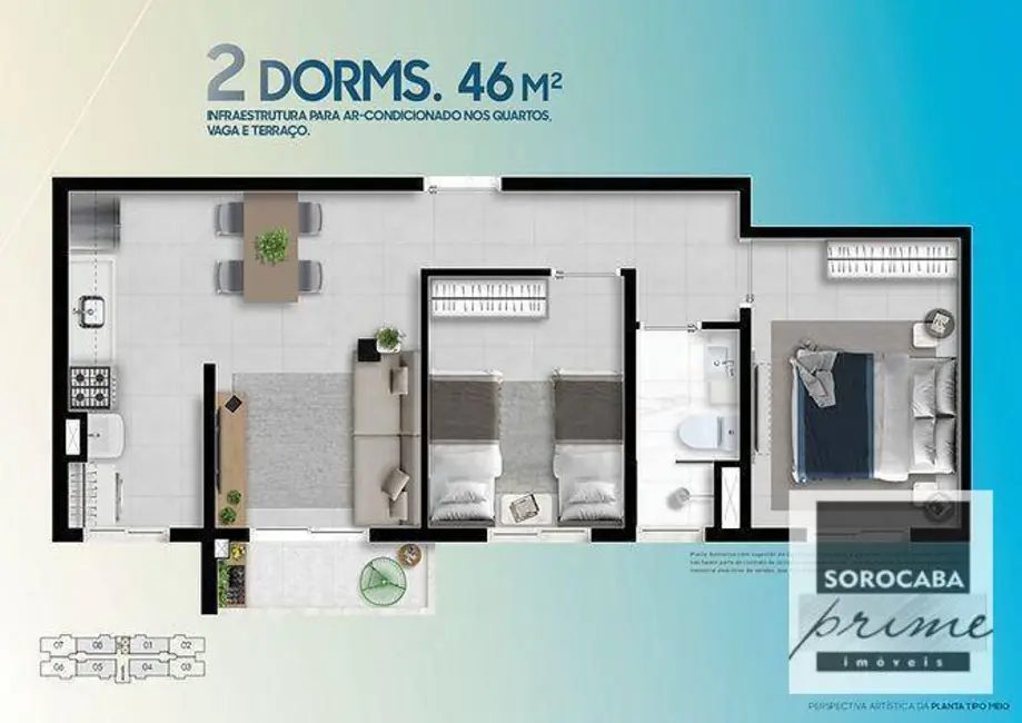 Apartamento com 2 quartos à venda, 45m2 em Jardim Ibiti do Paço, Sorocaba - SP - imagem 4 Foto 4 de Apartamento com 2 quartos à venda, 45m2 em Jardim Ibiti do Paço, Sorocaba - SP