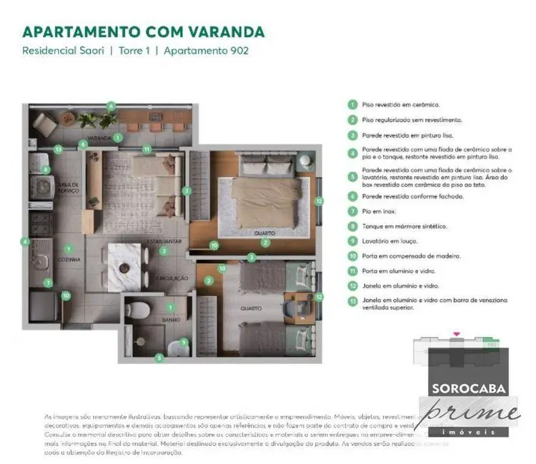 Apartamento com 2 quartos à venda, 43m2 em Jardim Novo Horizonte, Sorocaba - SP - imagem 3 Foto 3 de Apartamento com 2 quartos à venda, 43m2 em Jardim Novo Horizonte, Sorocaba - SP