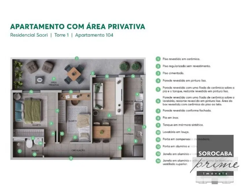 Foto 2 de Apartamento com 2 quartos à venda, 43m2 em Jardim Novo Horizonte, Sorocaba - SP