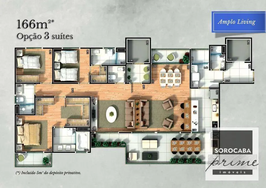Apartamento com 4 quartos à venda, 166m2 em Jardim América, Sorocaba - SP - imagem 5 Foto 5 de Apartamento com 4 quartos à venda, 166m2 em Jardim América, Sorocaba - SP