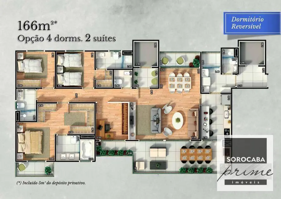Apartamento com 4 quartos à venda, 166m2 em Jardim América, Sorocaba - SP - imagem 6 Foto 6 de Apartamento com 4 quartos à venda, 166m2 em Jardim América, Sorocaba - SP