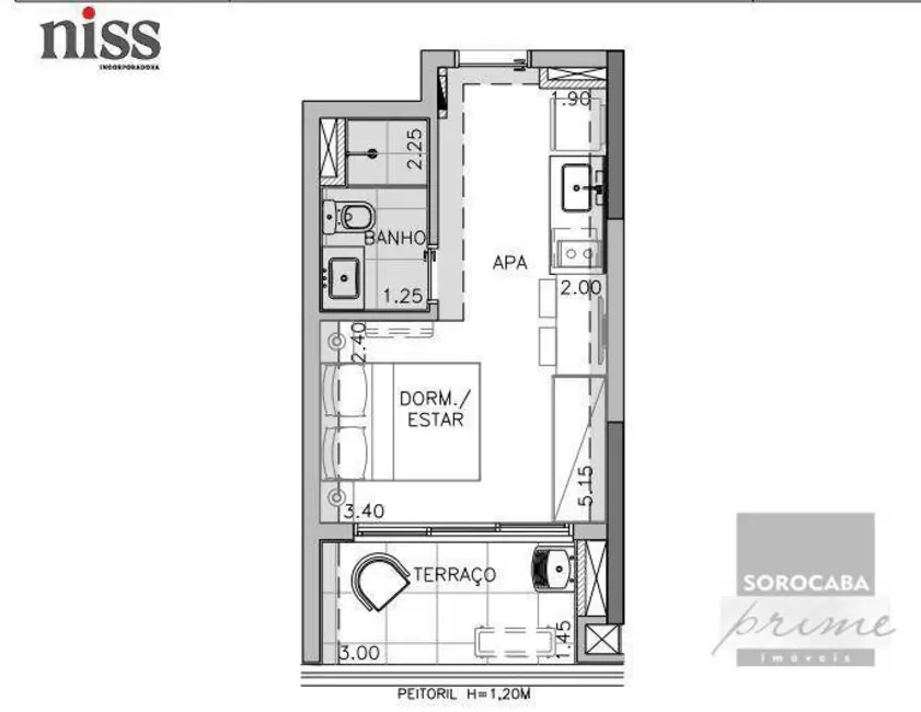 Foto 3 de Kitnet com 1 quarto à venda, 26m2 em Votorantim - SP