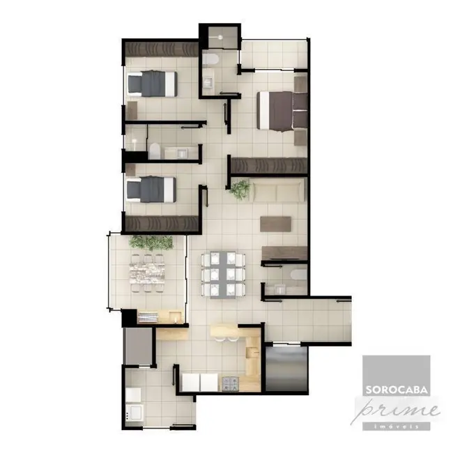 Apartamento com 3 quartos à venda, 105m2 em Sorocaba - SP - imagem 2 Foto 2 de Apartamento com 3 quartos à venda, 105m2 em Sorocaba - SP