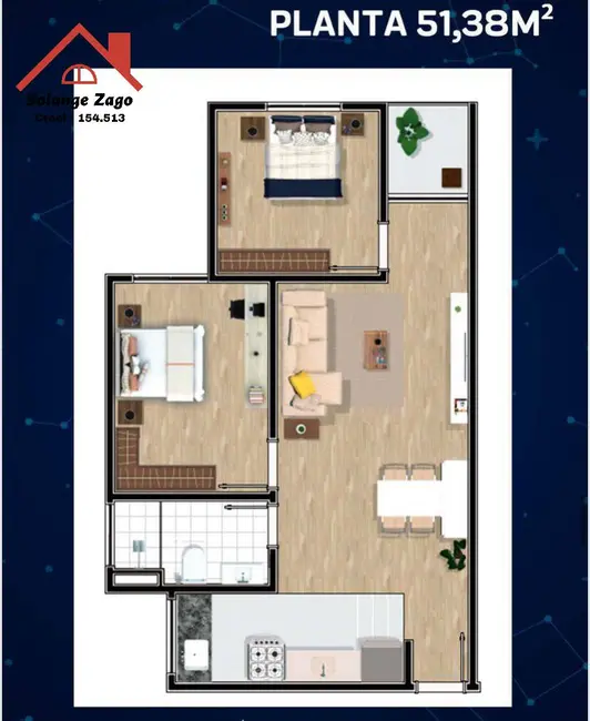 Foto 3 de Apartamento com 2 quartos à venda, 51m2 em Jardim do Rio Cotia, Cotia - SP