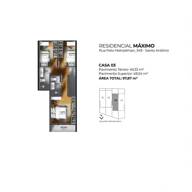 Foto 6 de Casa com 3 quartos à venda, 98m2 em Santo Antônio, Joinville - SC