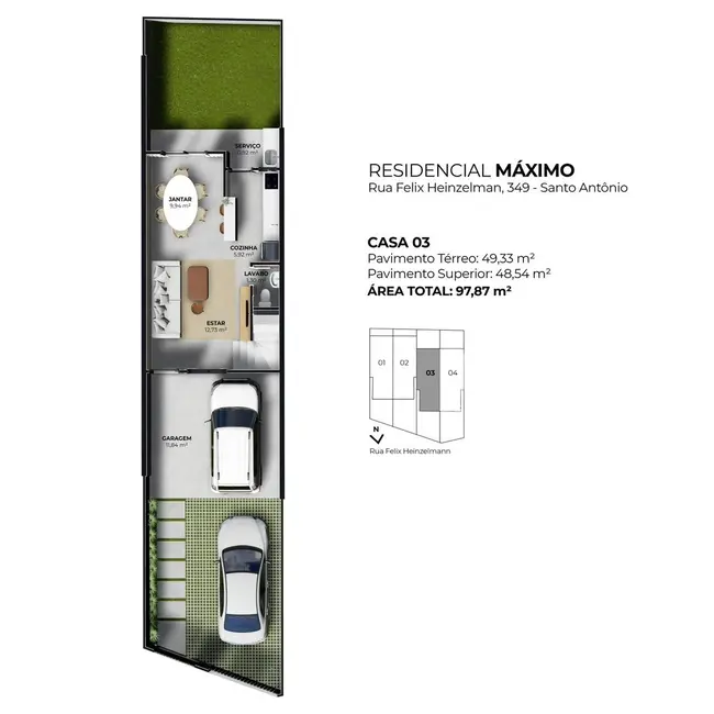 Foto 5 de Casa com 3 quartos à venda, 98m2 em Santo Antônio, Joinville - SC