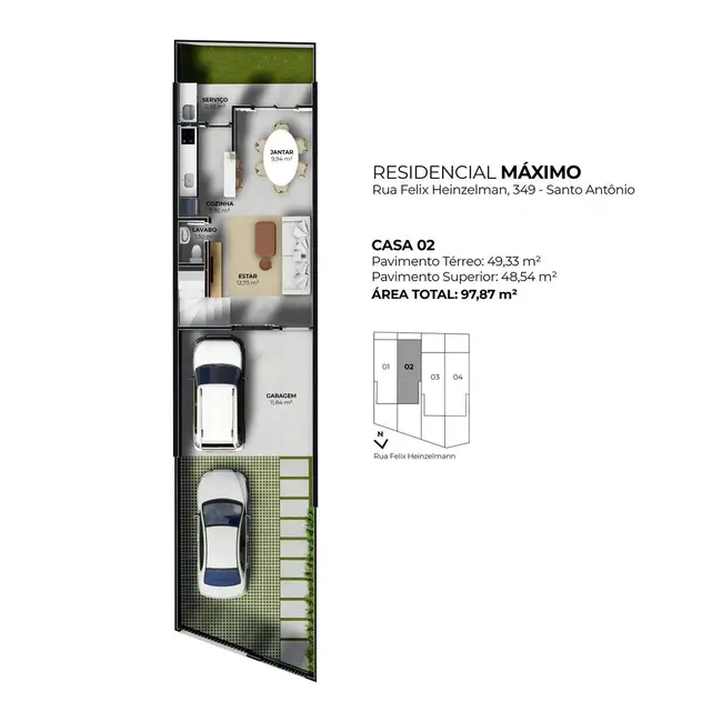 Foto 6 de Casa com 3 quartos à venda, 98m2 em Santo Antônio, Joinville - SC