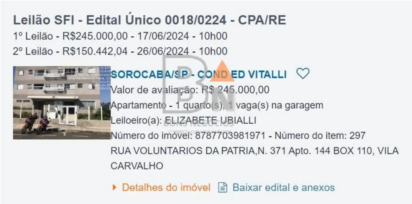 Foto 1 de Apartamento com 1 quarto à venda, 38m2 em Vila Carvalho, Sorocaba - SP