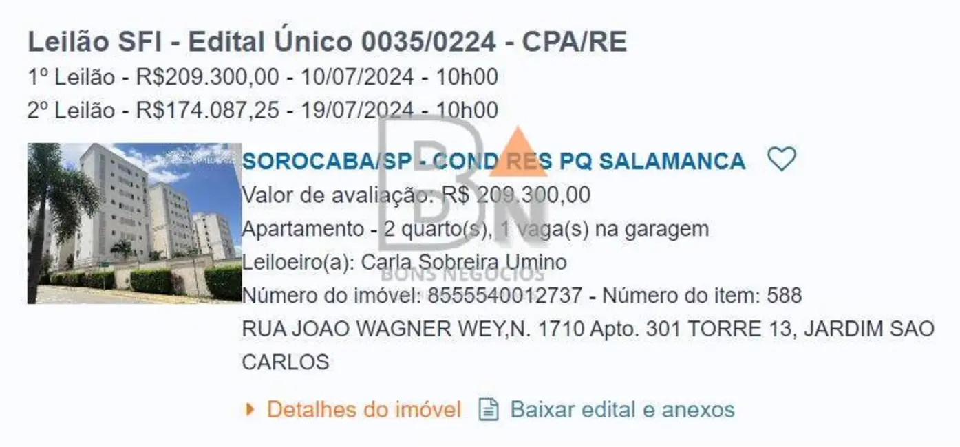 Foto 1 de Apartamento com 2 quartos à venda, 47m2 em Jardim América, Sorocaba - SP