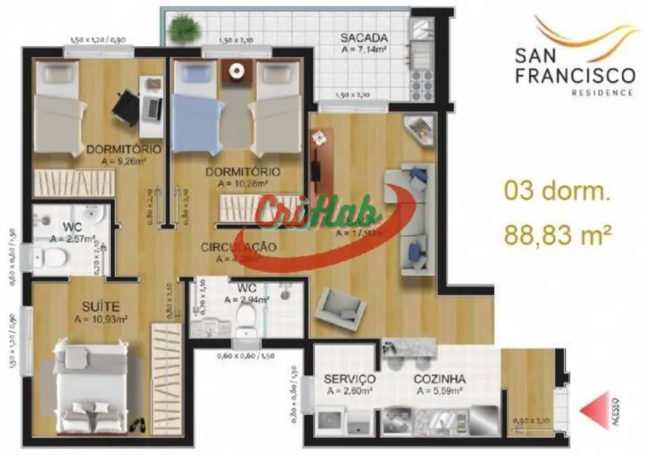 Foto 7 de Apartamento à venda, 99m2 em Três Vendas, Pelotas - RS