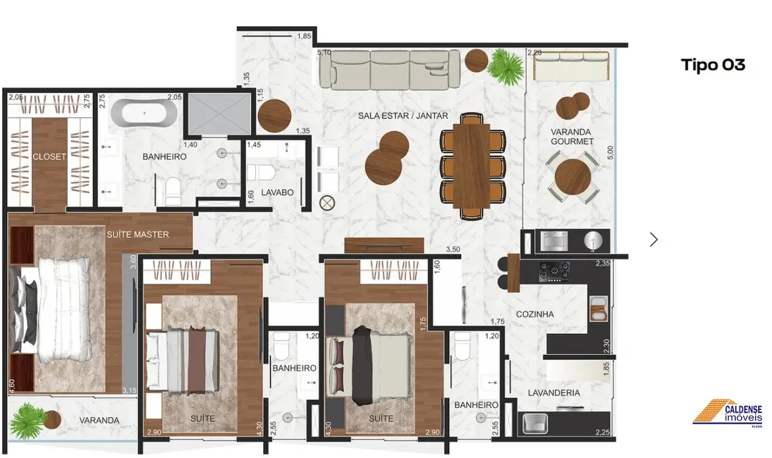 Apartamento com 3 quartos à venda, 138m2 em Centro, Pocos De Caldas - MG - imagem 7 Foto 7 de Apartamento com 3 quartos à venda, 138m2 em Centro, Pocos De Caldas - MG