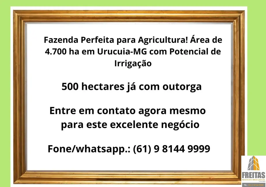 Foto 2 de Fazenda / Haras com 8 quartos à venda, 4700m2 em Urucuia - MG