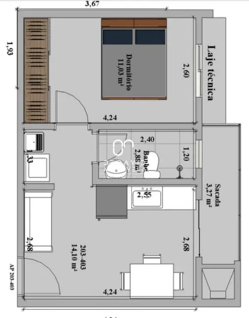 Foto 2 de Apartamento com 1 quarto à venda, 49m2 em Camobi, Santa Maria - RS