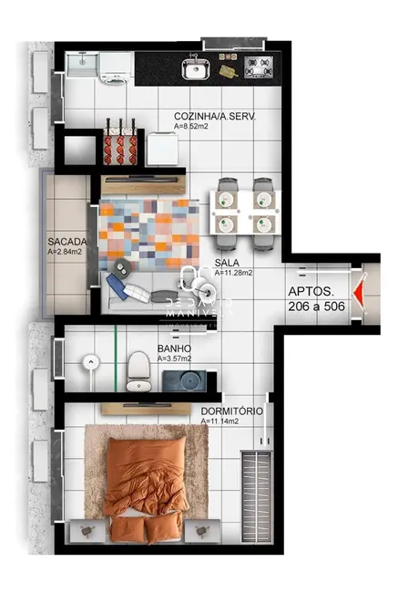 Foto 2 de Apartamento com 1 quarto à venda, 47m2 em Camobi, Santa Maria - RS