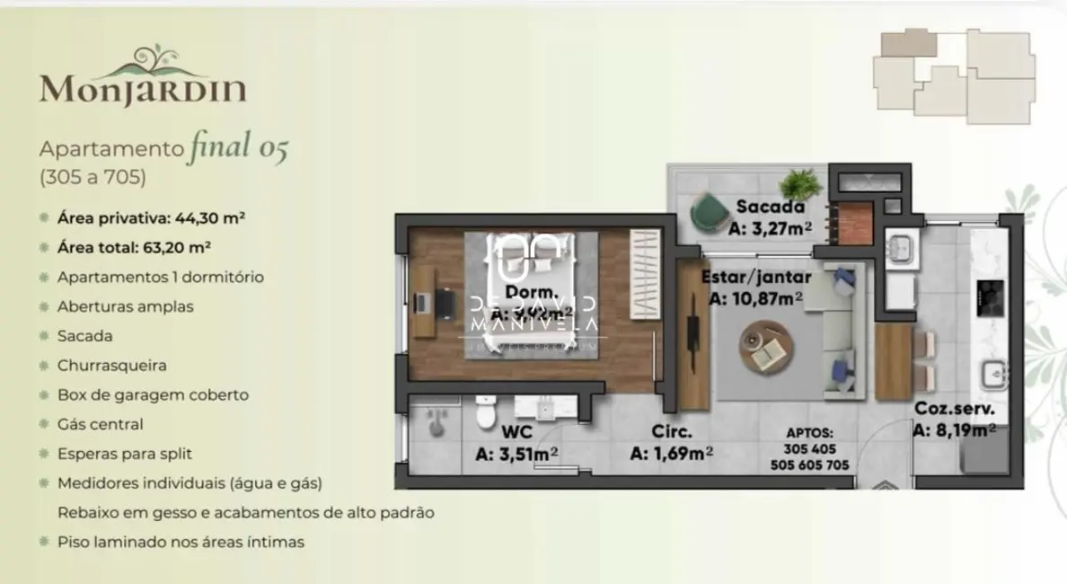 Foto 2 de Apartamento com 1 quarto à venda, 44m2 em Camobi, Santa Maria - RS