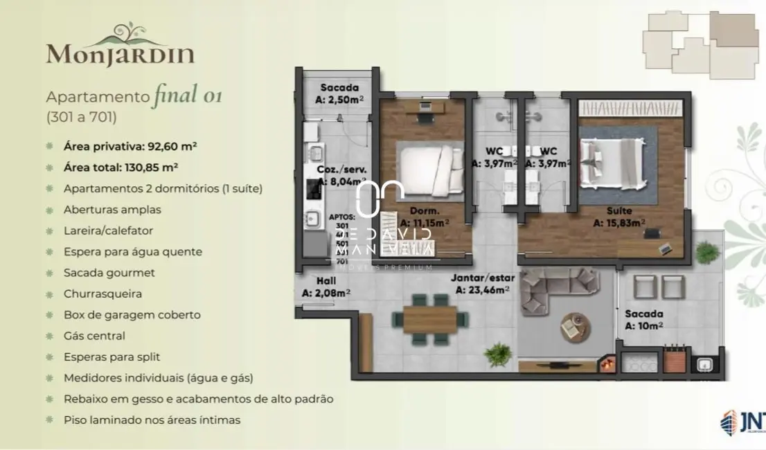 Foto 2 de Apartamento com 2 quartos à venda, 93m2 em Camobi, Santa Maria - RS