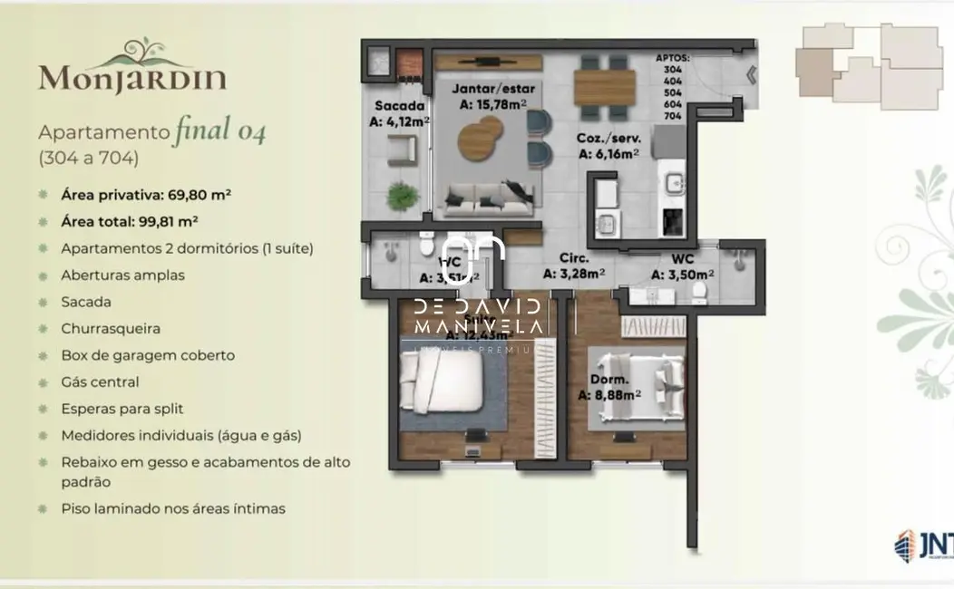 Foto 2 de Apartamento com 2 quartos à venda, 70m2 em Camobi, Santa Maria - RS