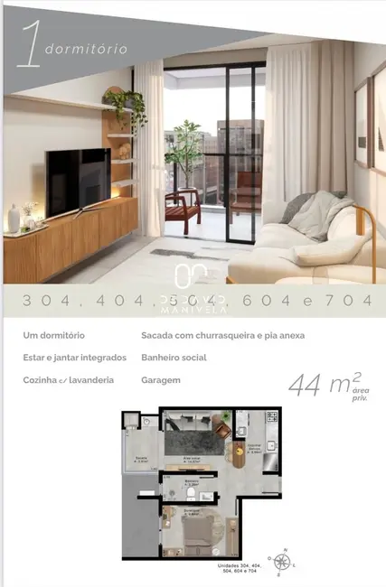 Apartamento com 1 quarto à venda, 44m2 em Camobi, Santa Maria - RS - imagem 3 Foto 3 de Apartamento com 1 quarto à venda, 44m2 em Camobi, Santa Maria - RS