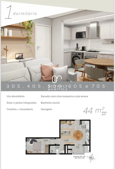 Foto 3 de Apartamento com 1 quarto à venda, 44m2 em Camobi, Santa Maria - RS