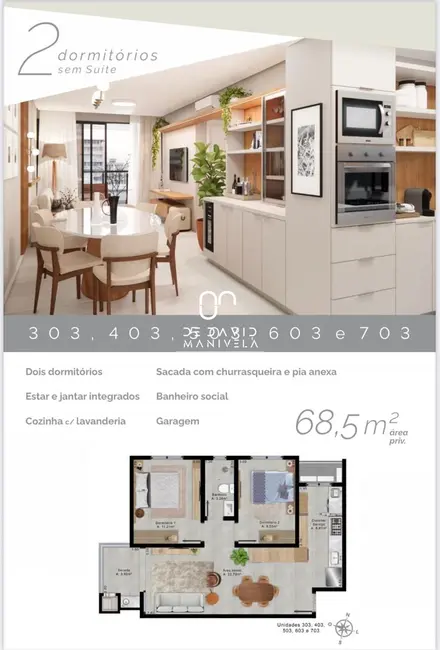 Foto 3 de Apartamento com 2 quartos à venda, 68m2 em Camobi, Santa Maria - RS