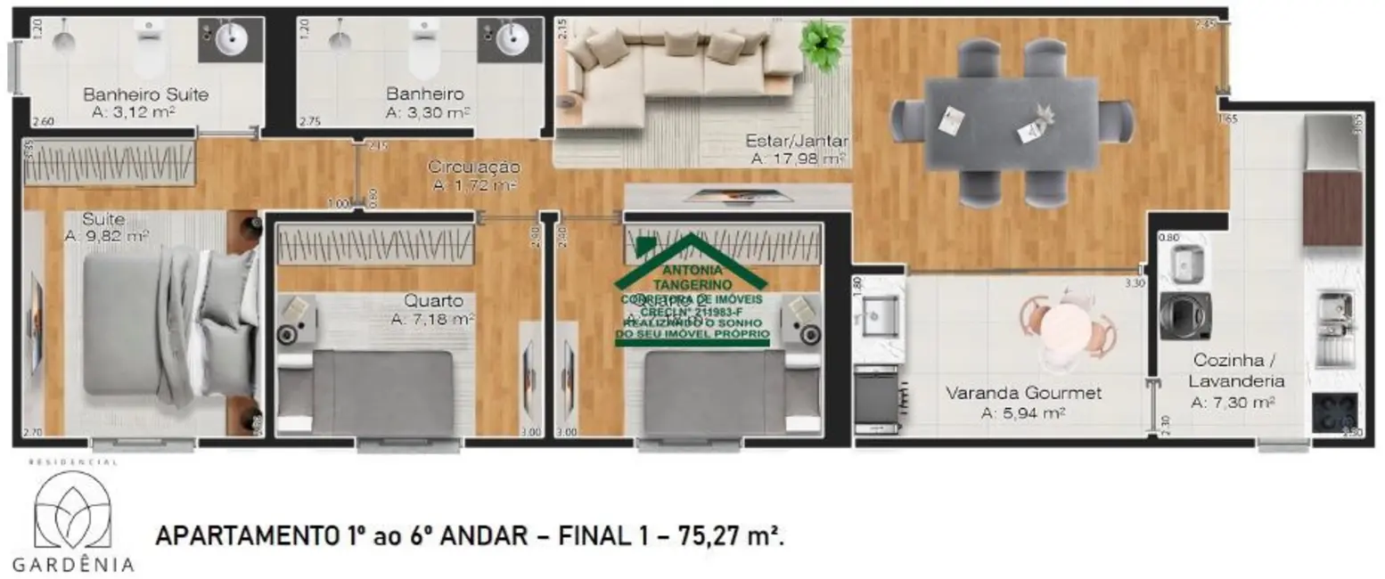Foto 2 de Apartamento com 3 quartos à venda, 75m2 em Jordanópolis, Aruja - SP