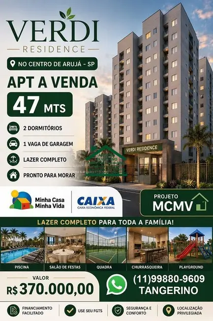 Foto 1 de Apartamento com 2 quartos à venda, 47m2 em Arujá Center Ville, Aruja - SP