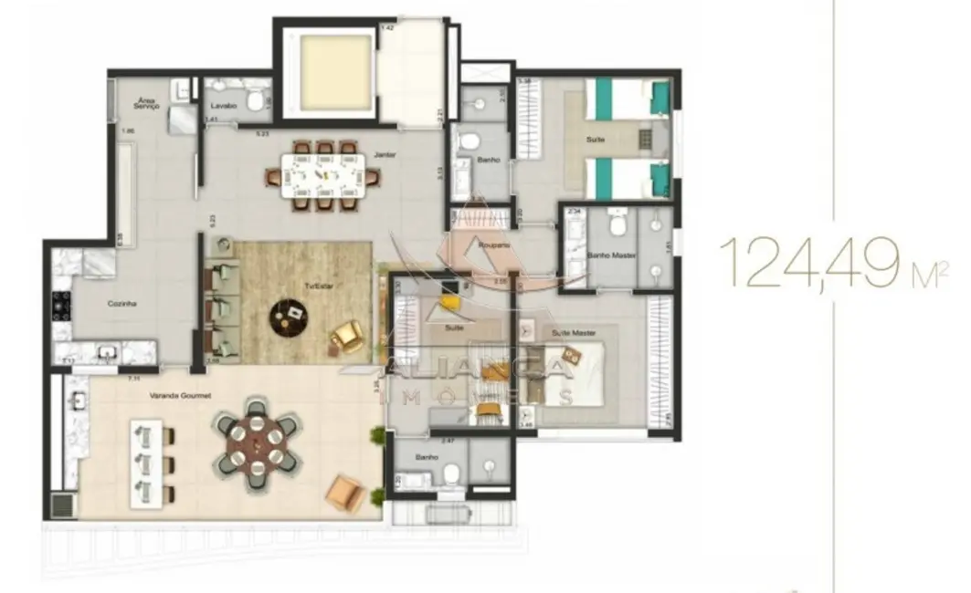 Foto 4 de Apartamento com 3 quartos à venda, 124m2 em Ribeirao Preto - SP