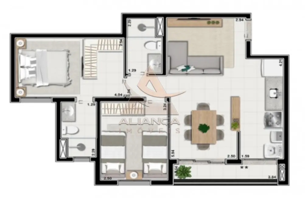 Foto 3 de Apartamento com 2 quartos à venda, 62m2 em Quinta da Primavera, Ribeirao Preto - SP