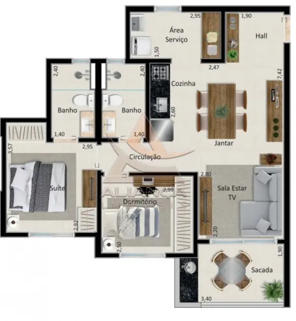 Foto 2 de Apartamento com 2 quartos à venda, 47m2 em Ribeirao Preto - SP