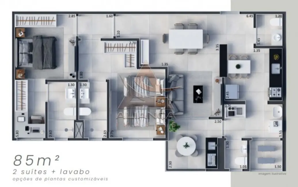 Foto 6 de Apartamento com 2 quartos à venda, 85m2 em Ribeirao Preto - SP