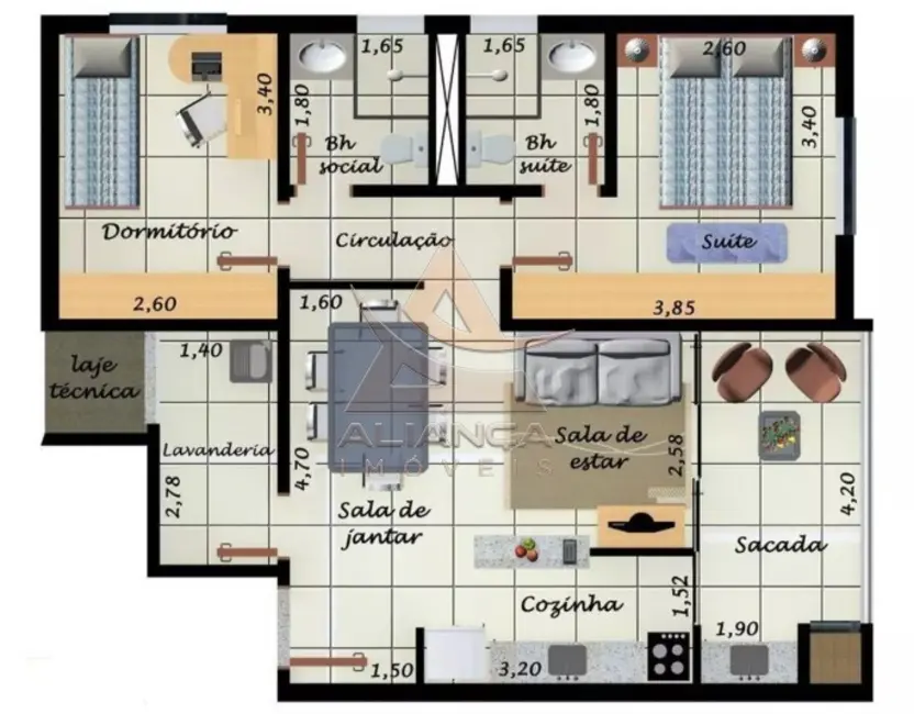 Apartamento com 2 quartos à venda, 70m2 em Ribeirânia, Ribeirao Preto - SP - imagem 8 Foto 8 de Apartamento com 2 quartos à venda, 70m2 em Ribeirânia, Ribeirao Preto - SP