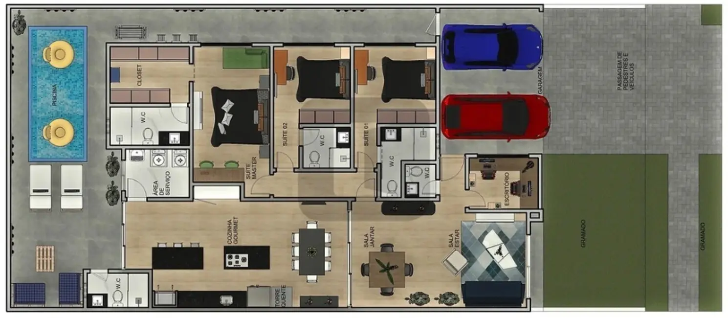 Foto 3 de Casa de Condomínio com 3 quartos à venda, 193m2 em Parque Brasil 500, Paulinia - SP