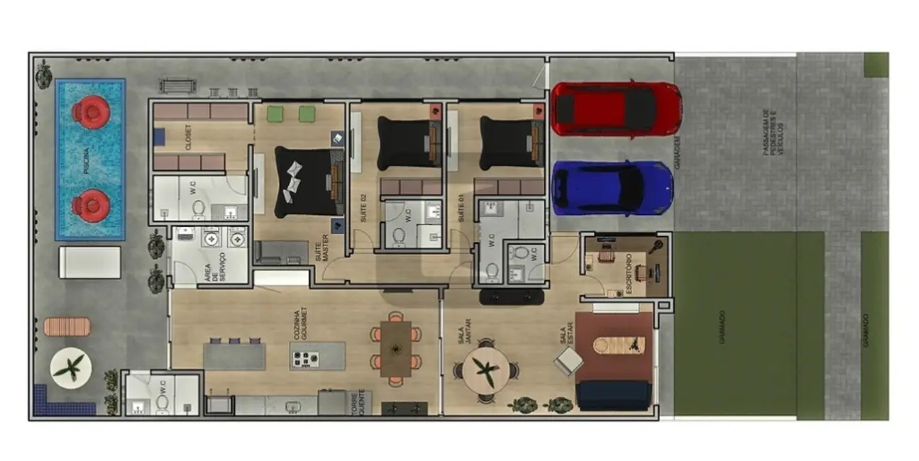 Foto 4 de Casa de Condomínio com 3 quartos à venda, 192m2 em Parque Brasil 500, Paulinia - SP