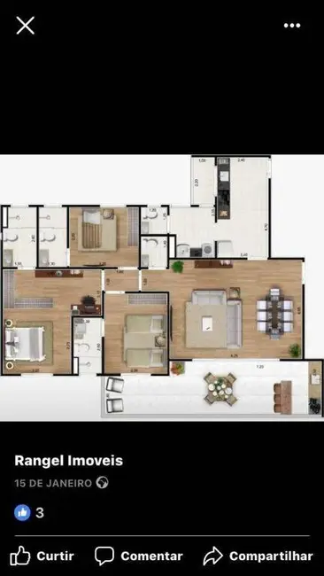 Foto 2 de Apartamento com 3 quartos à venda, 142m2 em Taubate - SP