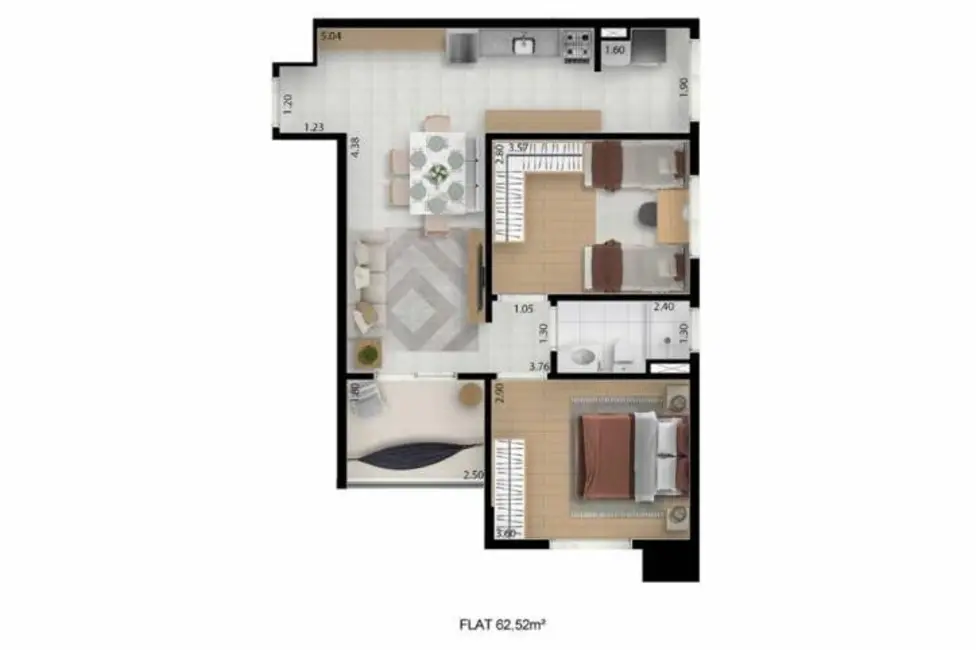 Foto 4 de Apartamento com 2 quartos à venda, 62m2 em Lavadouro de Areia, Taubate - SP