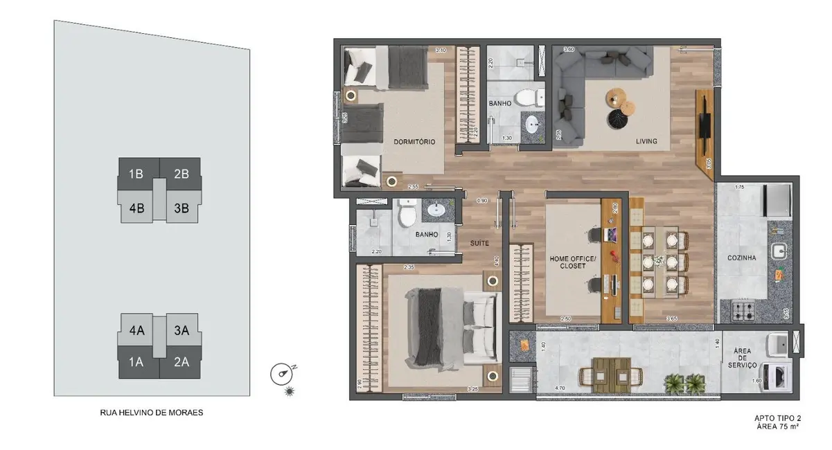 Foto 5 de Apartamento com 3 quartos à venda e para alugar, 75m2 em Vila São José, Taubate - SP