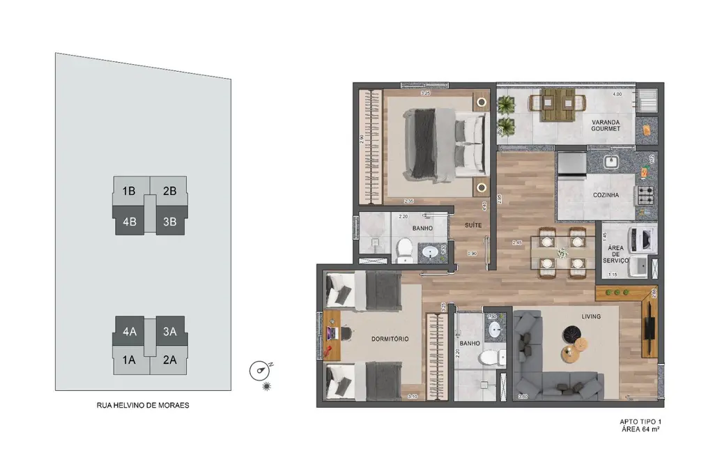 Foto 6 de Apartamento com 3 quartos à venda e para alugar, 75m2 em Vila São José, Taubate - SP