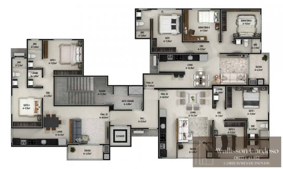 Foto 3 de Apartamento com 2 quartos à venda, 66m2 em Camboriu - SC