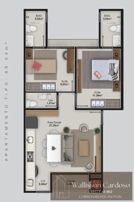 Foto 4 de Apartamento com 2 quartos à venda, 65m2 em Centro, Camboriu - SC