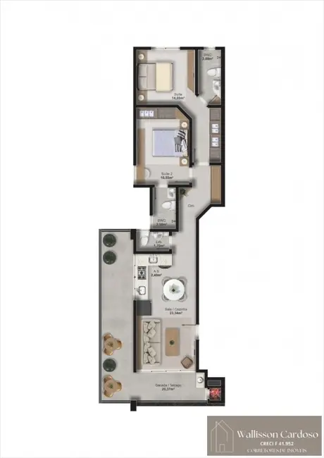 Foto 4 de Apartamento com 2 quartos à venda, 73m2 em Centro, Camboriu - SC