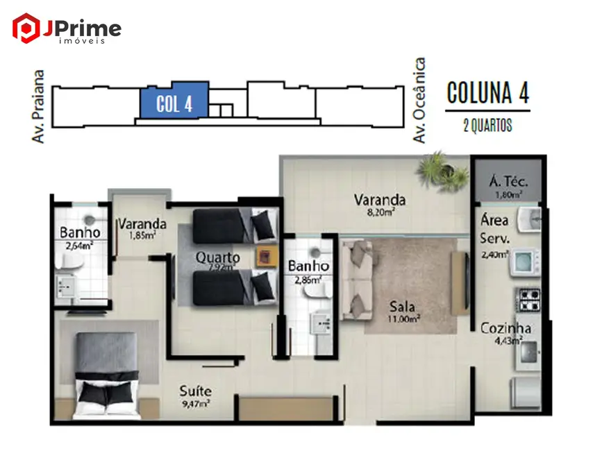 Apartamento com 2 quartos à venda, 53m2 em Praia do Morro, Guarapari - ES - imagem 2 Foto 2 de Apartamento com 2 quartos à venda, 53m2 em Praia do Morro, Guarapari - ES