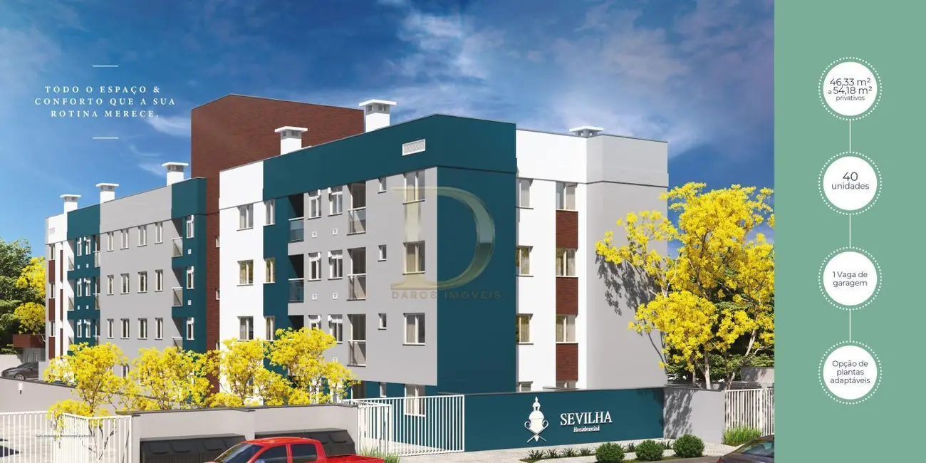 Foto 1 de Apartamento com 2 quartos à venda, 46m2 em Pinhais - PR