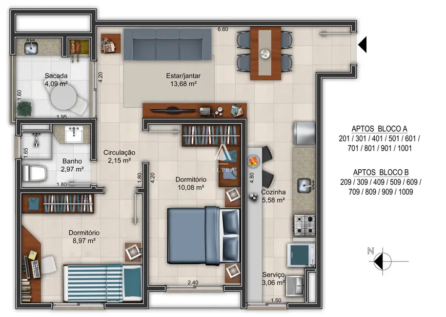 Foto 2 de Apartamento com 2 quartos à venda, 57m2 em Noal, Santa Maria - RS