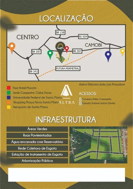 Foto 2 de Terreno / Lote à venda, 375m2 em Diácono João Luiz Pozzobon, Santa Maria - RS